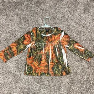 Simply Irresistible Orange & Green Swirl Print Long Sleeve Top